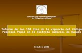 Informe de los 100 días de la vigencia del Código Procesal Penal en el Distrito Judicial de Huaura Comisión Especial de Implementación del Código Procesal.