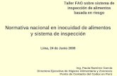 Taller FAO sobre sistema de inspección de alimentos basada en riesgo Normativa nacional en inocuidad de alimentos y sistema de inspección Lima, 24 de Junio.