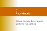 0 Recordatorio Cálculo matricial de estructuras Guillermo Rus Carlborg.