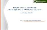 HACIA LAS ELECCIONES REGIONALES Y MUNICIPALES 2010 Análisis y desafíos Por: Dr. José Luis Echevarria Escribens.