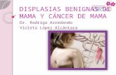 DISPLASIAS BENIGNAS DE MAMA Y CÁNCER DE MAMA Dr. Rodrigo Arredondo Violeta López Alcántara.
