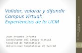 Validar, valorar y difundir Campus Virtual: Experiencias de la UCM Juan-Antonio Infante Coordinador del Campus Virtual Facultad de Matemáticas Universidad.