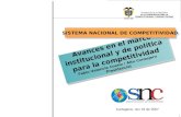 1 Avances en el marco institucional y de política para la competitividad Fabio Valencia Cossio / Alto Consejero Presidencial SISTEMA NACIONAL DE COMPETITIVIDAD.