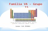 Familia VA – Grupo 15 Equipo: Los átomos. Propiedades generales Únicamente conforman el 0.35 % de la masa de la corteza terrestre. Es habitual encontrarlos.