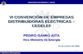 0 MINISTERIO DE ENERGIA Y MINAS  VI CONVENCIÓN DE EMPRESAS DISTRIBUIDORAS ELECTRICAS – CEDELEF PEDRO GAMIO AITA Vice Ministro de.