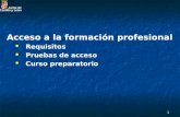 1 Acceso a la formación profesional Requisitos Pruebas de acceso Curso preparatorio.