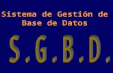 Sistema de Gestión de Base de Datos. Es un conjunto de programas que permiten a los usuarios crear y mantener una B.D.