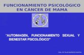 DRA. Mª PILAR BARRETO MARTÍN FUNCIONAMIENTO PSICOLÓGICO EN CÁNCER DE MAMA AUTOIMAGEN, FUNCIONAMIENTO SEXUAL Y BIENESTAR PSICOLÓGICO.