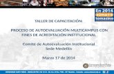 TALLER DE CAPACITACIÓN: PROCESO DE AUTOEVALUACIÓN MULTICAMPUS CON FINES DE ACREDITACIÓN INSTITUCIONAL Comité de Autoevaluación Institucional Sede Medellín.