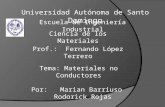 Escuela de Ingeniería Industrial Ciencia de los Materiales Prof.: Fernando López Terrero Tema: Materiales no Conductores Por: Marian Barriuso Rodorick.