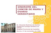 SÍNDROME DEL CÁNCER DE MAMA Y OVARIO HEREDITARIO Dr. Eduardo Martínez de Dueñas Unidad de Consejo Genético en Cáncer Hospital Provincial de Castellón Murcia,