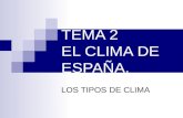 TEMA 2 EL CLIMA DE ESPAÑA. LOS TIPOS DE CLIMA. TIPOS DE CLIMA.