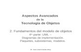 Dr. Juan José Aranda Aboy Aspectos Avanzados de la Tecnología de Objetos 2. Fundamentos del modelo de objetos 4 ta parte: UML – Diagramas de implementación.