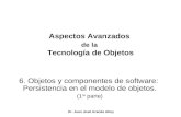 Dr. Juan José Aranda Aboy Aspectos Avanzados de la Tecnología de Objetos 6. Objetos y componentes de software: Persistencia en el modelo de objetos. (1.