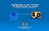 1 Evaluaci ó n y Uso Cr í tico de Materiales en L í nea (Maestr í a en Formación de Formadores) Raysa Vásquez, M.A. Febrero, 2011.