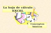 La hoja de cálculo EXCEL Conceptos básicos Hoja de cálculo. Concepto. El programa Excel -Elementos básicos: Hoja y libro Barra de títulos Barra de menús.