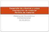 Modelación Geométrica Computacional 15-10-2013 Desarrollo de cilindros y conos Intersección de material Pérdida de material.