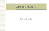 1 SAP DB y MAX DB David Bonilla. 2 Indice  Historia  Características SAP DB  Características MAX DB  Diferencias entre MAX DB y MySQL  Comparativa.