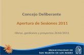 Concejo Deliberante Apertura de Sesiones 2011. HABITAT Y VIVIENDA.