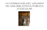 LA FORMACION DEL USUARIO DE UNA BIBLIOTECA PUBLICA O ESCOLAR.