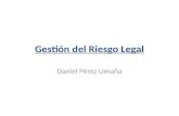 Gestión del Riesgo Legal Daniel Pérez Umaña. Gestión del Riesgo Legal Conceptualización Fuentes del riesgo legal en el sector financiero Gestión del riesgo.
