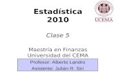 Estadística 2010 Clase 5 Maestría en Finanzas Universidad del CEMA Profesor: Alberto Landro Asistente: Julián R. Siri.