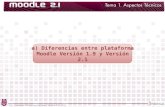 A) Diferencias entre plataforma Moodle Versión 1.9 y Versión 2.1.