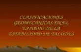 CLASIFICACIONES GEOMECÁNICAS EN EL ESTUDIO DE LA ESTABILIDAD DE TALUDES.