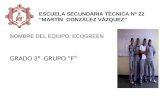 NOMBRE DEL EQUIPO: ECOGREEN GRADO 3º GRUPO F ESCUELA SECUNDARIA TÈCNICA Nº 22 MARTÌN GONZÀLEZ VÀZQUEZ.