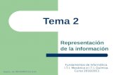 Tema 2 Representación de la información Fundamentos de Informática. I.T.I. Mecánica e I.T.I. Química. Curso 2010/2011 Depto. de INFORMÁTICA UVA.