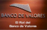 El Banco de Valores fue creado en el año 1978 por su accionista principal el Mercado de Valores de Buenos Aires, acompañado por la Cámara de Agentes y.