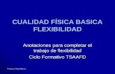 Profesora: Felisa Molinero CUALIDAD FÍSICA BASICA FLEXIBILIDAD Anotaciones para completar el trabajo de flexibilidad Ciclo Formativo TSAAFD.