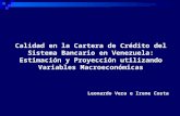 Calidad en la Cartera de Crédito del Sistema Bancario en Venezuela: Estimación y Proyección utilizando Variables Macroeconómicas Leonardo Vera e Irene.