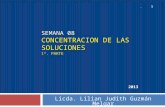 SEMANA 08 CONCENTRACION DE LAS SOLUCIONES 1ª. PARTE Licda. Lilian Judith Guzmán Melgar. 1 2013.