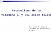 Metabolismo de la Vitamina B 12 y del ácido fólico Dr. Luis A. Mora B. Cátedra de Bioquímica UCIMED.