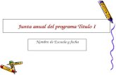 Junta anual del programa Titulo I Nombre de Escuela y fecha.