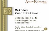 Métodos Cuantitativos Introducción a la investigación de operaciones Prof. Lic. Gabriel Leandro, M.B.A. .