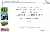 Cambio climático Cambio Climático Grandes Industrias Productoras de CO 2 : sus retos y futuro Alicante, 13 de Julio de 2009 Alicia Valero Delgado CIRCE.