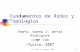 (c) Profa. N. Ortiz, 20071 Fundamentos de Redes y Topologías Profa. Norma I. Ortiz Rodríguez COMP 370 ©Agosto, 2007.