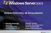 Active Directory al Descubierto Rodrigo Gómez Consultor de Infraestructura MCSE Windows 2003 rodgomez@microsoft.com Eduardo Munizaga Senior TAM MCSE Windows.