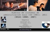 Noviembre, 20111 Empresa Auditor de sistemas de administración bajo ISO 19011: 2011 ( OHSAS 18001: 2007) Presentado por: {Alejandro Leyva Ramos} {Consultor}
