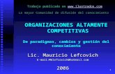 1 ORGANIZACIONES ALTAMENTE COMPETITIVAS De paradigmas, cambios y gestión del conocimiento Lic. Mauricio Lefcovich E-mail:Mmlefcovich@hotmail.com2006 Trabajo.