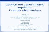 Gestión del conocimiento implícito: Fuentes electrónicas Jesús Lau jlau@uv.mxjlau@uv.mx  Director, USBI Veracruz, y Coordinador,
