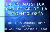 LA ESTADISTICA COMO PILAR DE LA EPIDEMIOLOGÍA DR. LUIS ANTONIO LOPEZ LAING. SILAO, GTO. AGOSTO 2, 2003.