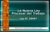 La Nueva Ley Procesal del Trabajo Ley N° 29497 EXPOSITOR: LEOPOLDO GAMARRA VILCHEZ.