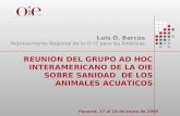 REUNION DEL GRUPO AD HOC INTERAMERICANO DE LA OIE SOBRE SANIDAD DE LOS ANIMALES ACUATICOS Luis O. Barcos Representante Regional de la O I E para las Américas.