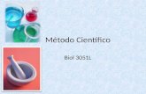 Método Científico Biol 3051L. Objetivos Identificar y formular preguntas que puedan contestarse con el método científico. Formular una hipótesis. Identificar.