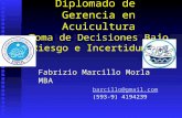 Diplomado de Gerencia en Acuicultura Toma de Decisiones Bajo Riesgo e Incertidumbre Fabrizio Marcillo Morla MBA barcillo@gmail.com (593-9) 4194239.
