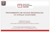 TRATAMIENTO DE AGUAS RESIDUALES: Un enfoque sustentable Adalberto Noyola Instituto de Ingeniería Universidad Nacional Autónoma de México (UNAM) 9° Foro.