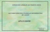 AUTOMATIZACION PLANILLA INFORMATIVA DE CASOS APLICAWEB SERVICIOS LEGALES DE PUERTO RICO Preparado por la Oficina de Estadísticas.